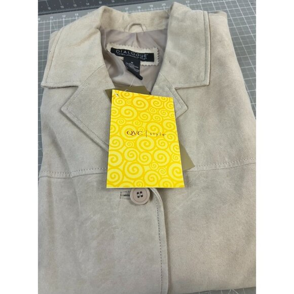 Dialogue Women's M Washable Beige Leather Blazer Jacket Genuine Suede NWT - Picture 2 of 7